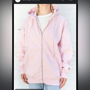 brandy melville christy zip up hoodie pink